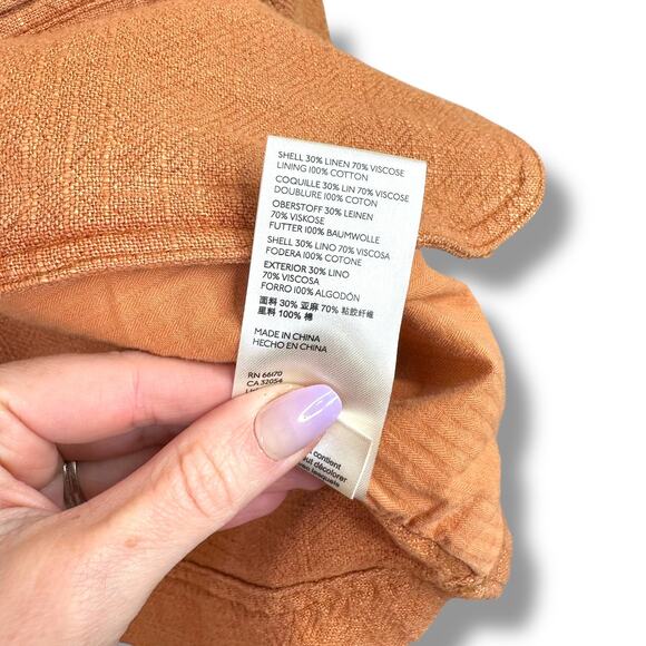 Free People NWOT We The Free Brown Button Linen Cotton Blend Heavy Blazer Jacket - Picture 9 of 9